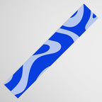 Retro Modern Liquid Swirl Abstract Pattern Square Royal Blue and Light Blue Table Runner Gallery Image 3