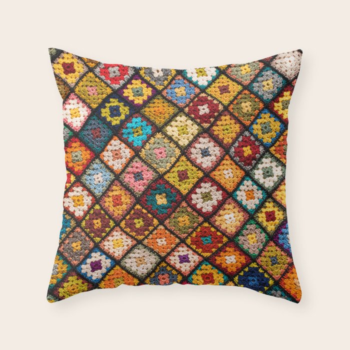 Granny square Throw Pillow Gallery Image 6