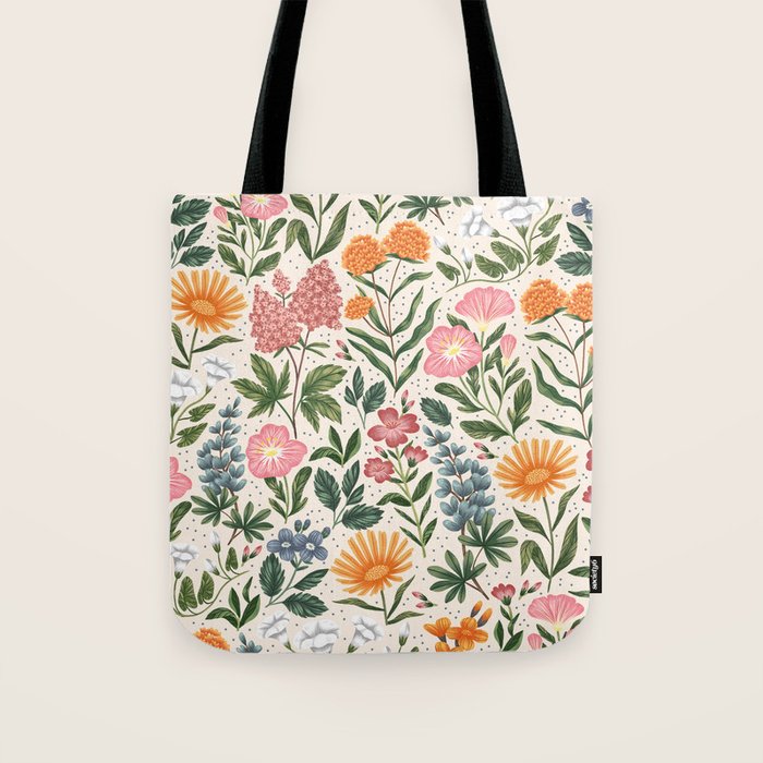 Flowers of the Meadow - beige Tote Bag Gallery Image 1