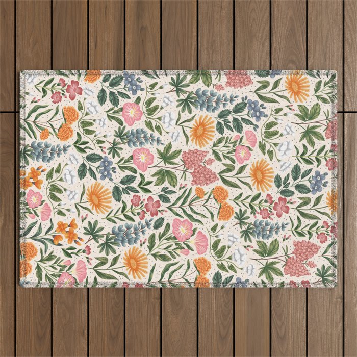 Flowers of the Meadow - beige Outdoor Rug Gallery Image 1