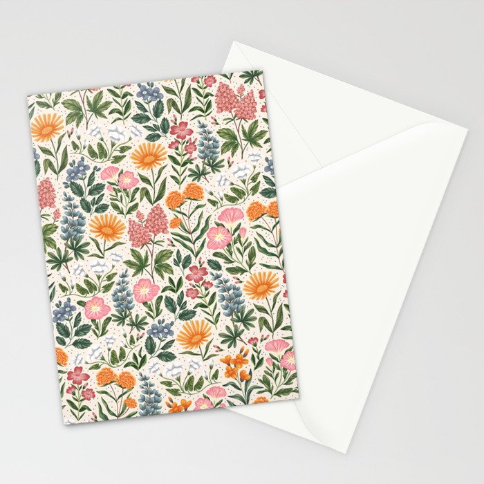 Flowers of the Meadow - beige Stationery Card Gallery Image 2