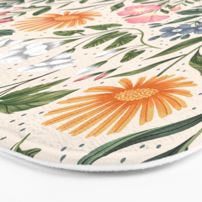 Flowers of the Meadow - beige Bath Mat Gallery Image 3