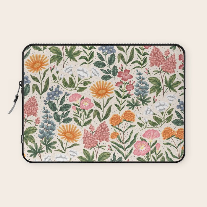 Flowers of the Meadow - beige Laptop Sleeve Gallery Image 1