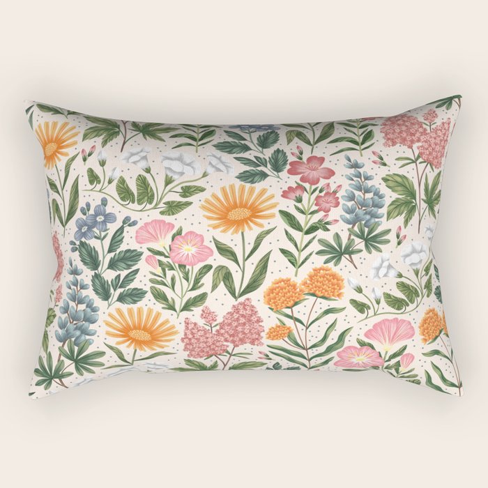 Flowers of the Meadow - beige Rectangular Pillow Gallery Image 2