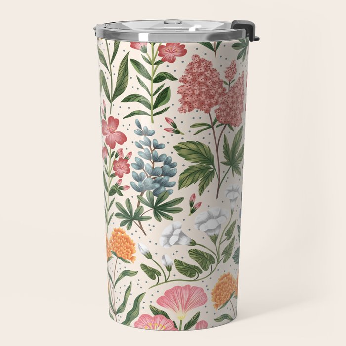 Flowers of the Meadow - beige Travel Mug Gallery Image 2
