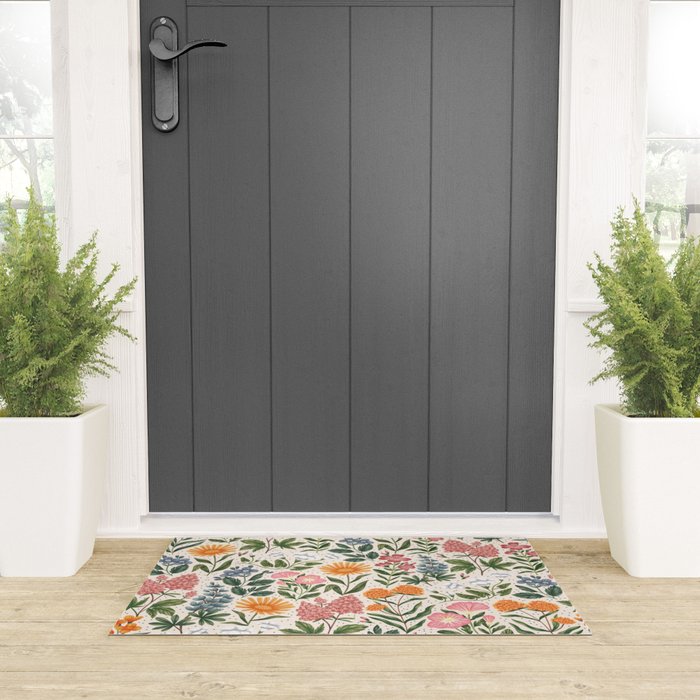 Flowers of the Meadow - beige Welcome Mat Gallery Image 3