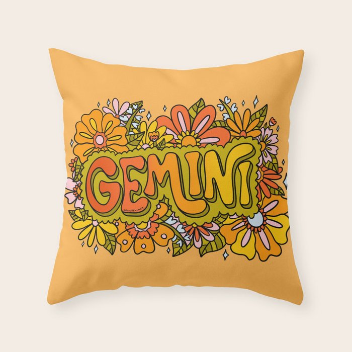 Gemini Flowers Throw Pillow Gallery Image 6
