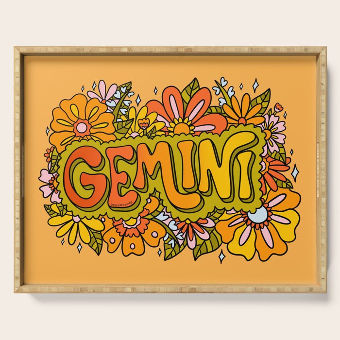 Gemini Flowers Serving Tray Gallery Image 1
