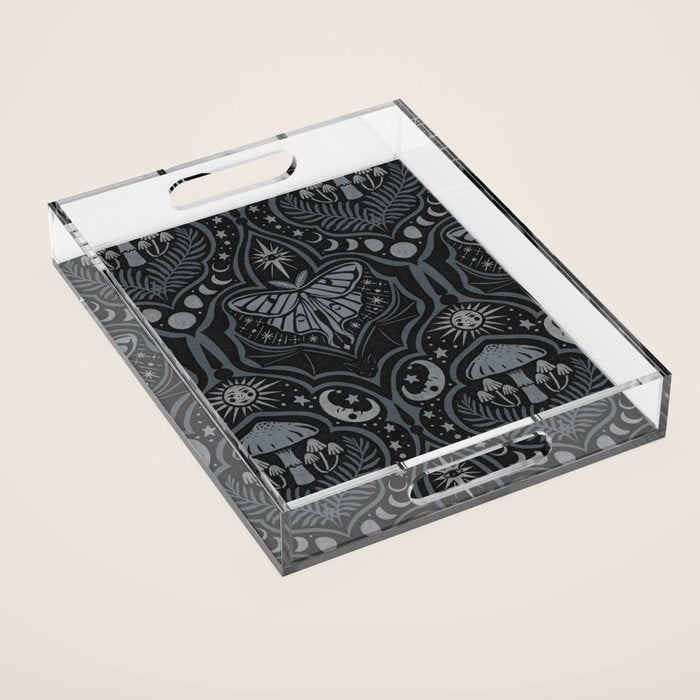 Celestial Forest Damask - Charcoal Acrylic Tray Gallery Image 1