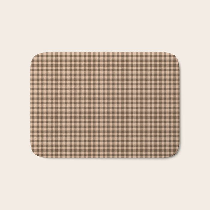 Cozy Amberlight Coffee Gingham Check Bath Mat Gallery Image 1