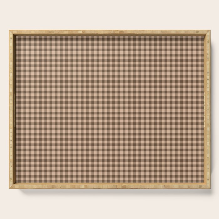 Cozy Amberlight Coffee Gingham Check Serving Tray Gallery Image 1