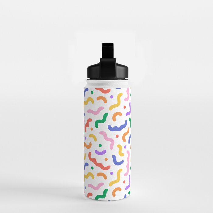 Fun colorful line doodle art pattern Water Bottle Gallery Image 2