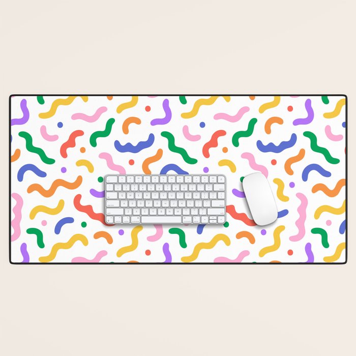 Fun colorful line doodle art pattern Desk Mat Gallery Image 1