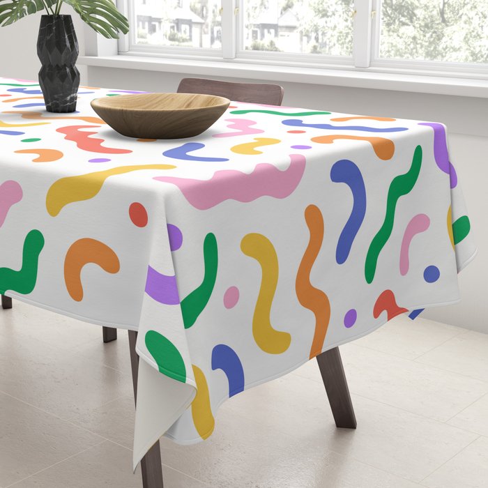 Fun colorful line doodle art pattern Tablecloth Gallery Image 3