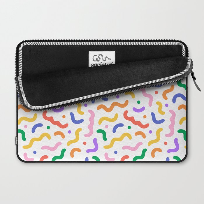 Fun colorful line doodle art pattern Laptop Sleeve Gallery Image 2