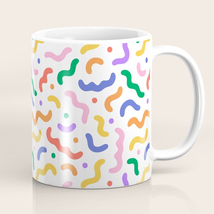 Fun colorful line doodle art pattern Coffee Mug Gallery Image 1