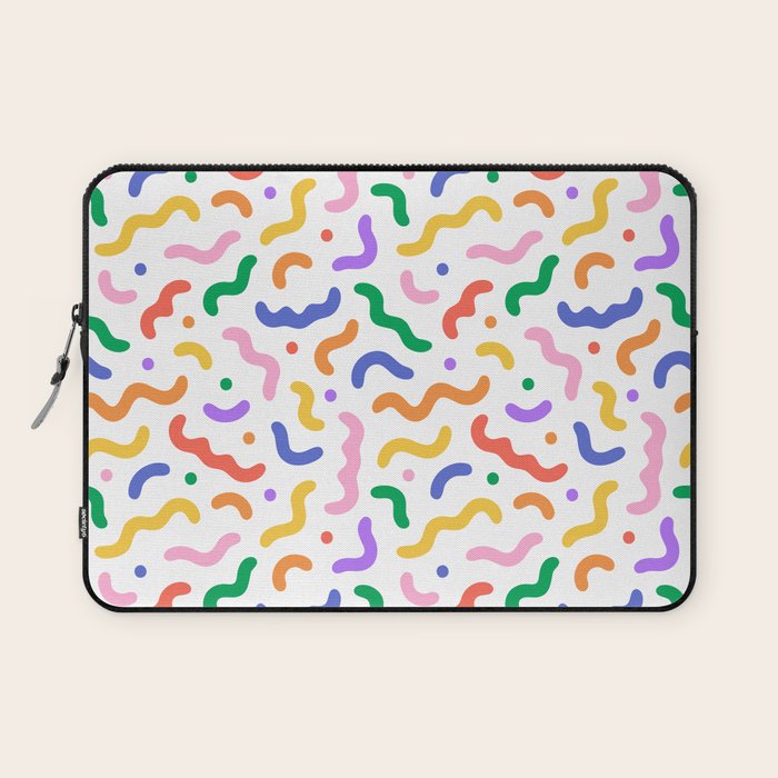 Fun colorful line doodle art pattern Laptop Sleeve Gallery Image 1