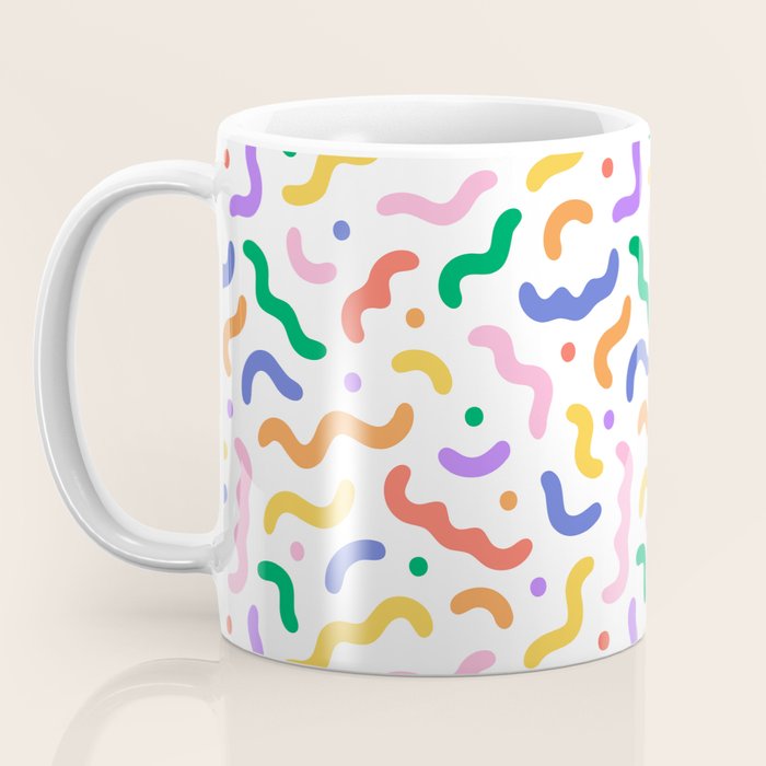 Fun colorful line doodle art pattern Coffee Mug Gallery Image 3