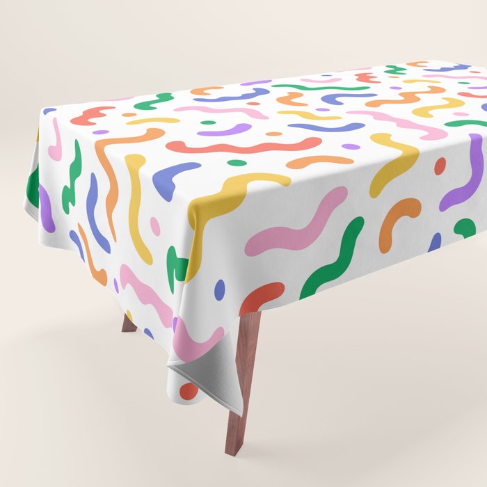 Fun colorful line doodle art pattern Tablecloth Gallery Image 1
