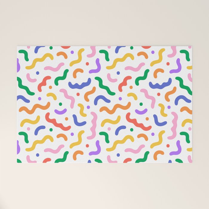 Fun colorful line doodle art pattern Welcome Mat Gallery Image 1