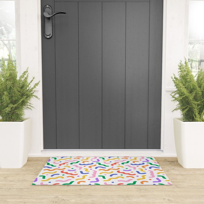 Fun colorful line doodle art pattern Welcome Mat Gallery Image 3