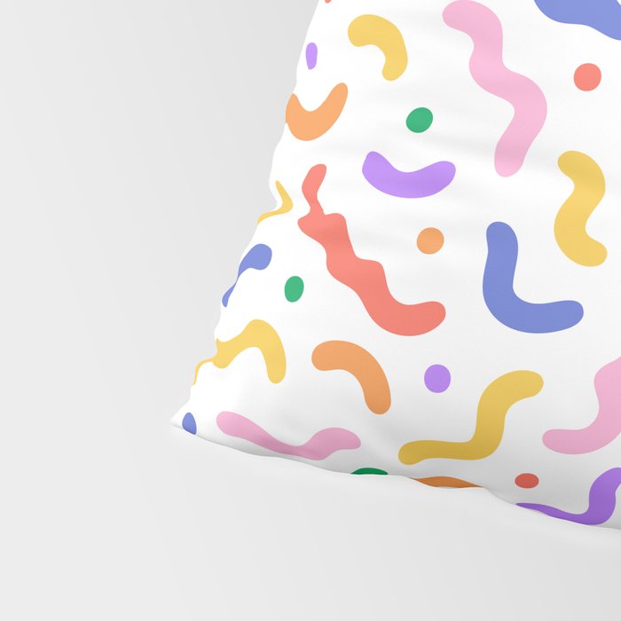 Fun colorful line doodle art pattern Pillow Sham Gallery Image 4