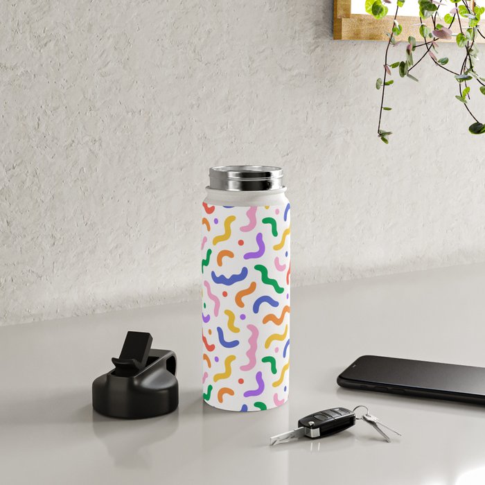 Fun colorful line doodle art pattern Water Bottle Gallery Image 4