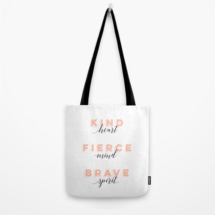 Girl Power - Kind Heart Fierce Mind Brave Spirit Tote Bag Gallery Image 2