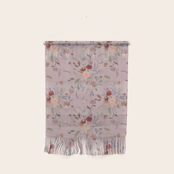 Bohemian Watercolor Floral - Cool Pink Wall Hanging Gallery Image 1