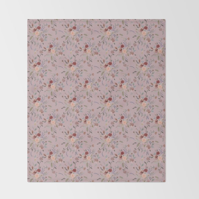 Bohemian Watercolor Floral - Cool Pink Throw Blanket Gallery Image 2
