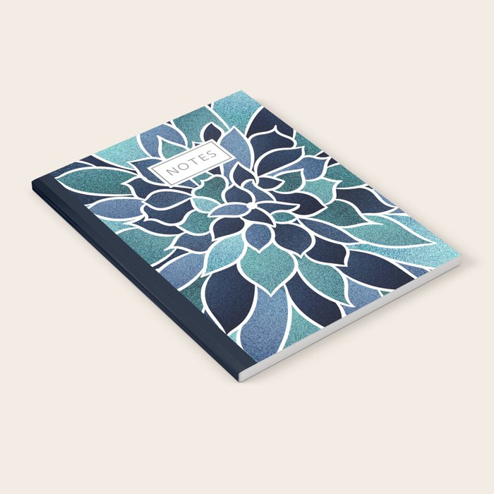 Festive, Flower Bloom, Navy Blue and Teal Notebook Gallery Image 2