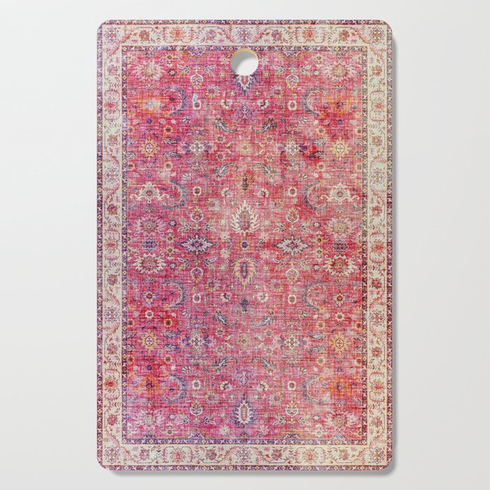 N45 - Pink Vintage Traditional Moroccan Boho & Farmhouse Style Artwork. Cutting Board Gallery Image 1
