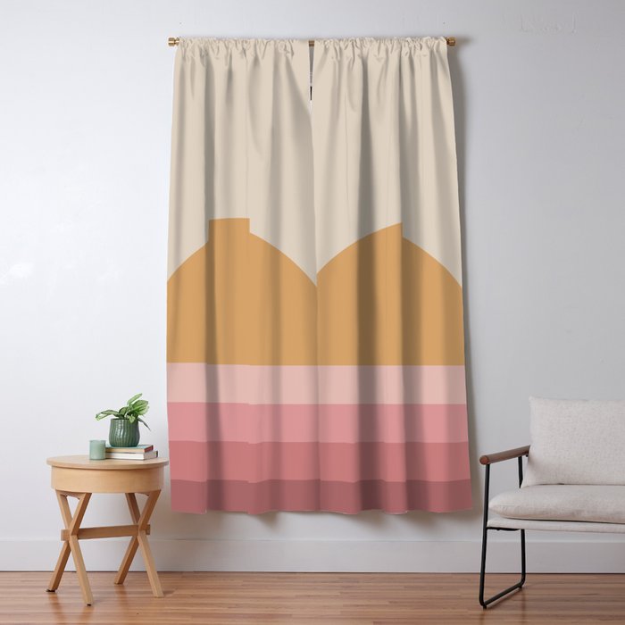 Minimal Retro Sunset Sunrise - Neutral Pink Window Curtain Gallery Image 1