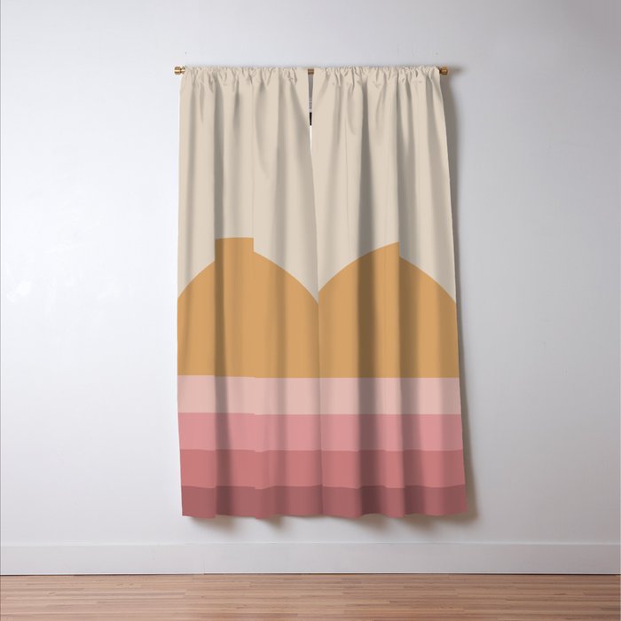 Minimal Retro Sunset Sunrise - Neutral Pink Window Curtain Gallery Image 3