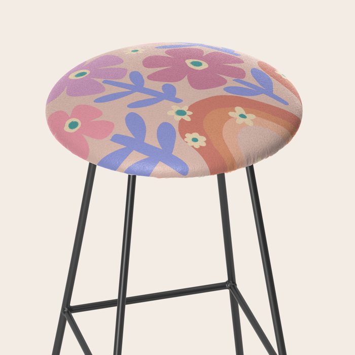 70s Retro Floral vibe Stool Gallery Image 2