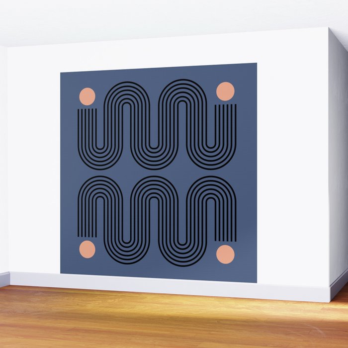 Abstraction_NEW_SUN_BLUE_LINE_POP_ART_Minimalism_0222A Wall Mural Gallery Image 2