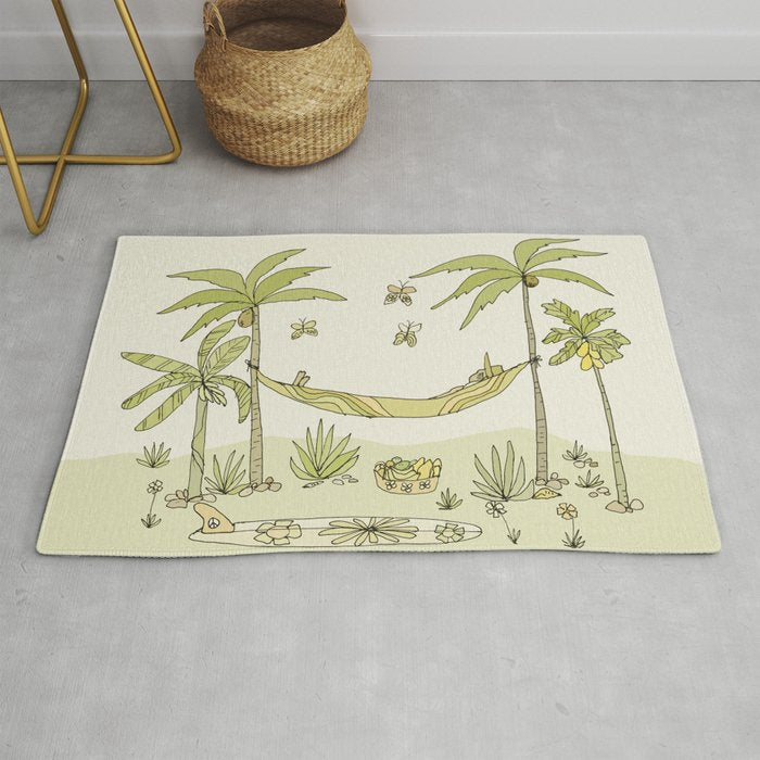 peaceful life pura vida costa rica // retro surf art by surfy birdy Rug Gallery Image 1