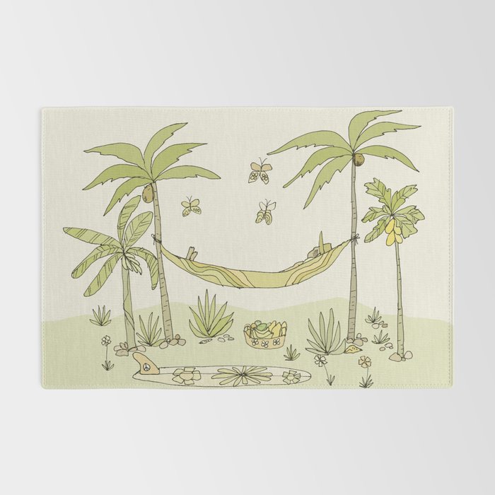 peaceful life pura vida costa rica // retro surf art by surfy birdy Rug Gallery Image 2