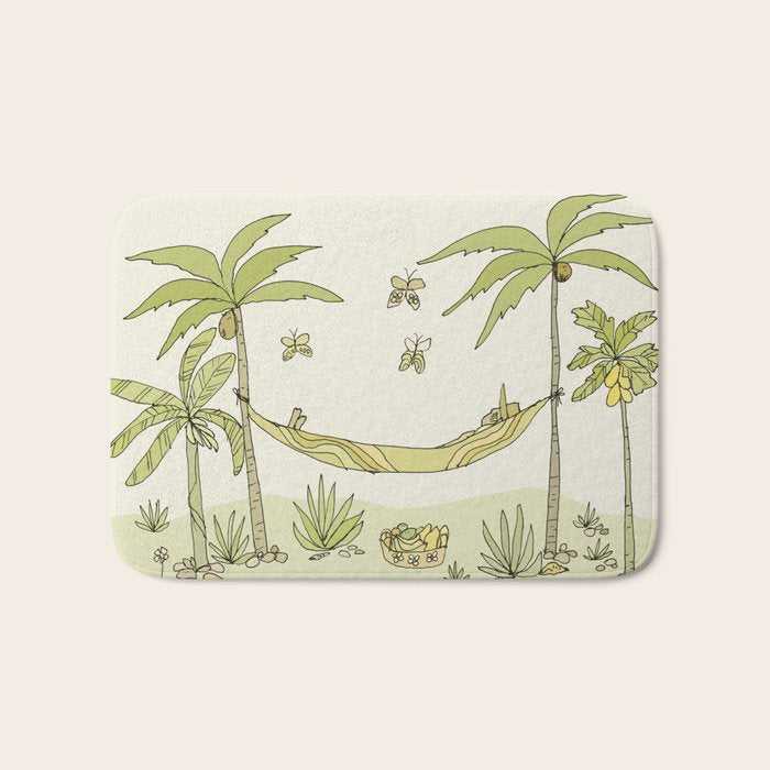 peaceful life pura vida costa rica // retro surf art by surfy birdy Bath Mat Gallery Image 1