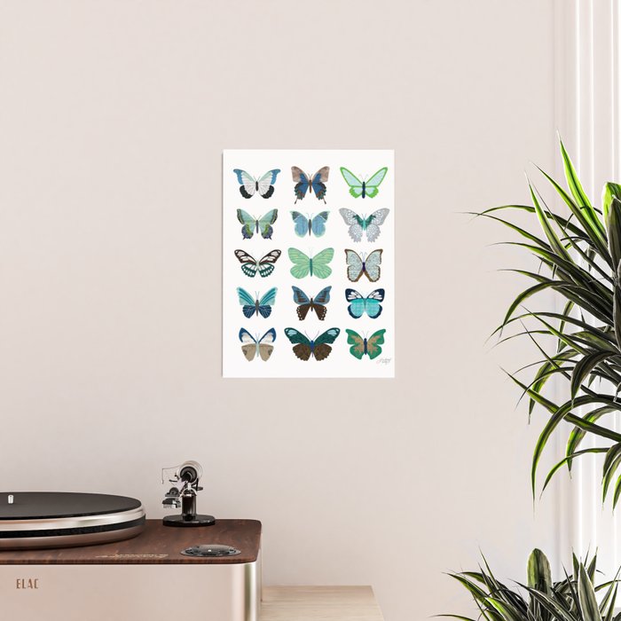 Green and Blue Butterflies Poster Gallery Image 2