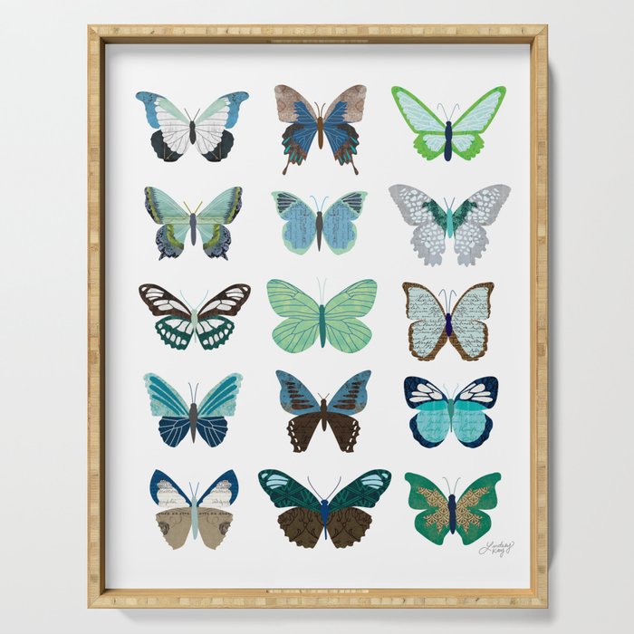 Green and Blue Butterflies Serving Tray Gallery Image 1
