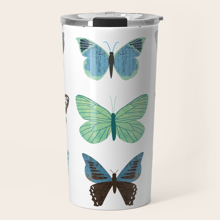 Green and Blue Butterflies Travel Mug Gallery Image 1