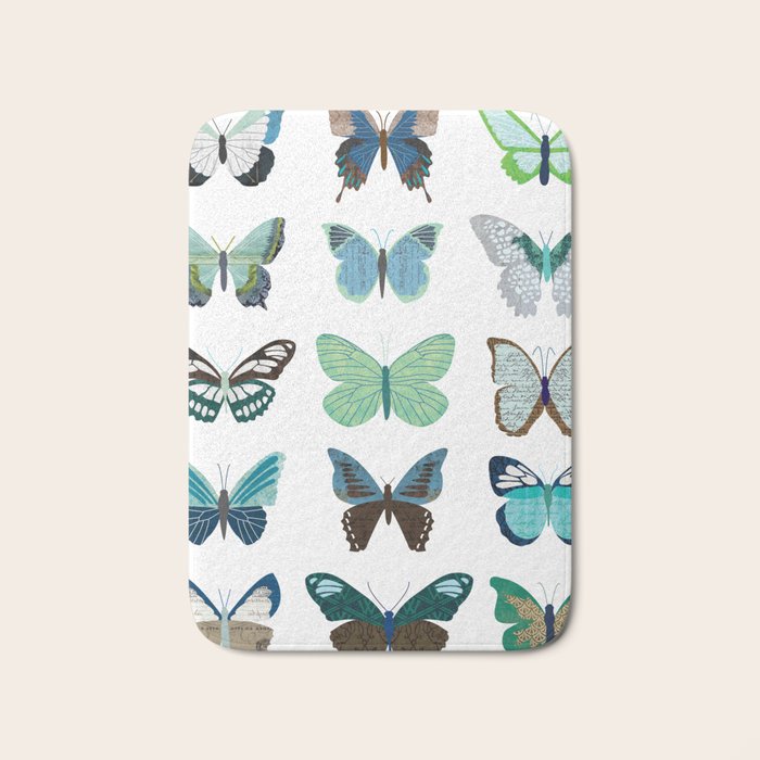 Green and Blue Butterflies Bath Mat Gallery Image 1