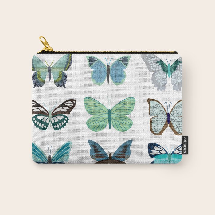 Green And Blue Butterflies Carry All Pouch