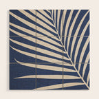 Indigo Palm Minimal Botanical Wood Wall Art Gallery Image 1