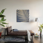 Indigo Palm Minimal Botanical Wood Wall Art Gallery Image 2