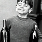 Little Boy and Bottles of Wine, Black and White Vintage Art Coffee Mug Gallery Image 2