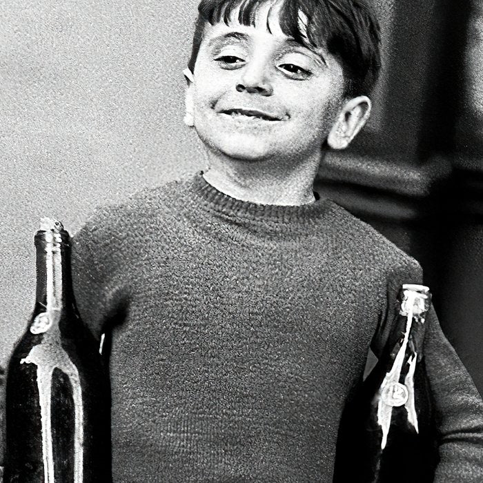Little Boy and Bottles of Wine, Black and White Vintage Art Coffee Mug Gallery Image 2