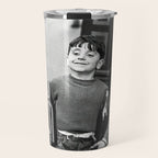 Little Boy and Bottles of Wine, Black and White Vintage Art Travel Mug Gallery Image 1