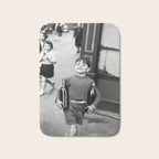 Little Boy and Bottles of Wine, Black and White Vintage Art Bath Mat Gallery Image 1